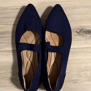 Navy Women's Flats with Strap
